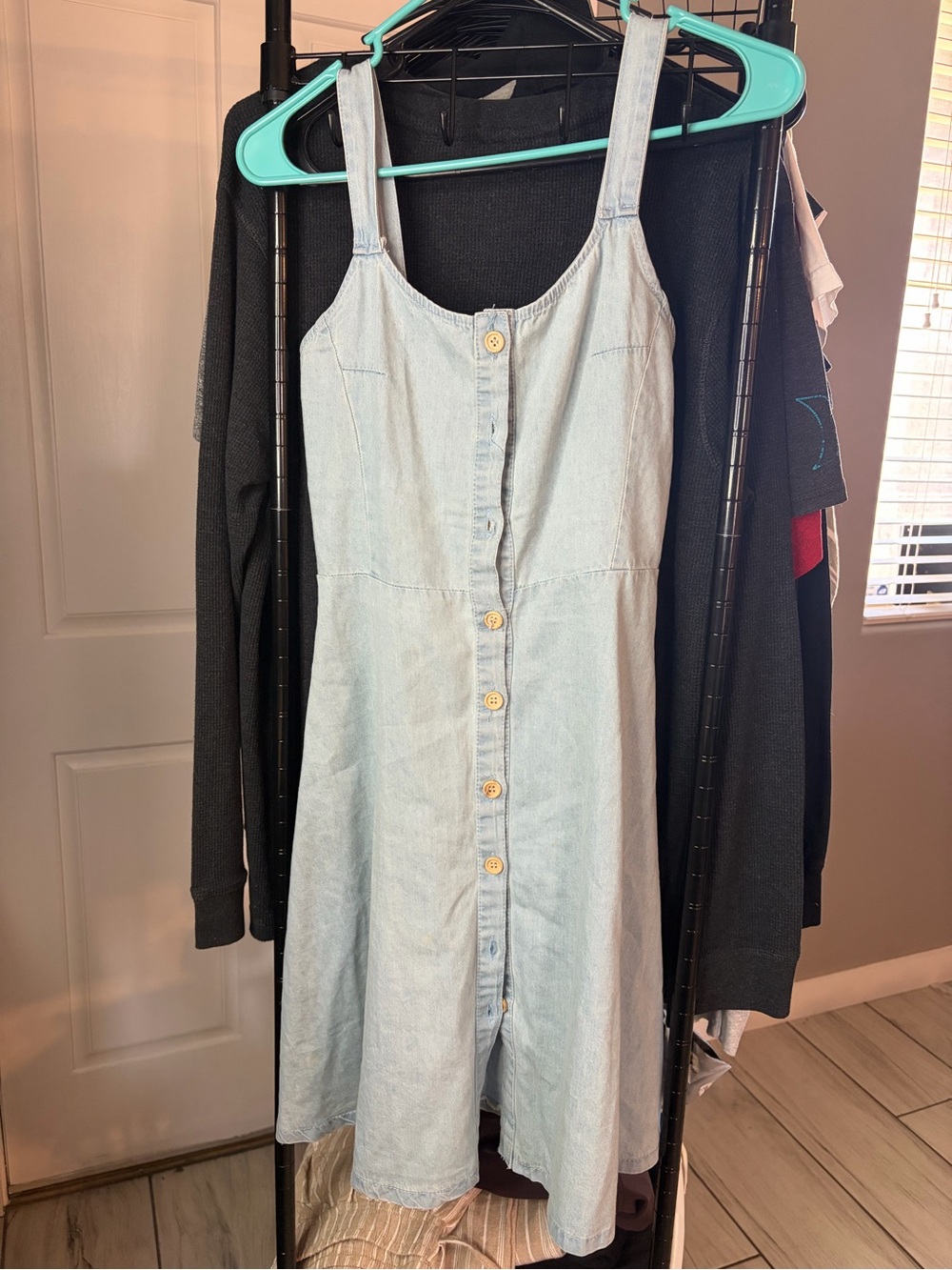 Light Blue Denim Button-Front Mini Dress - Women
